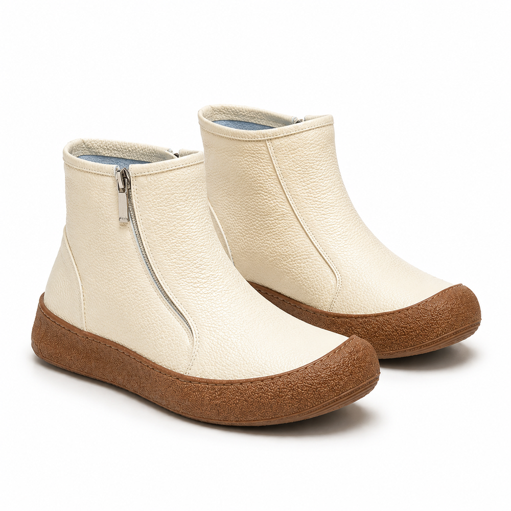 Vicenza Orthopedic Ankle Boots - Beige single lining