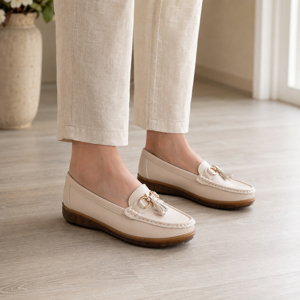 Verbania Orthopedic Loafers - Beige Hollow
