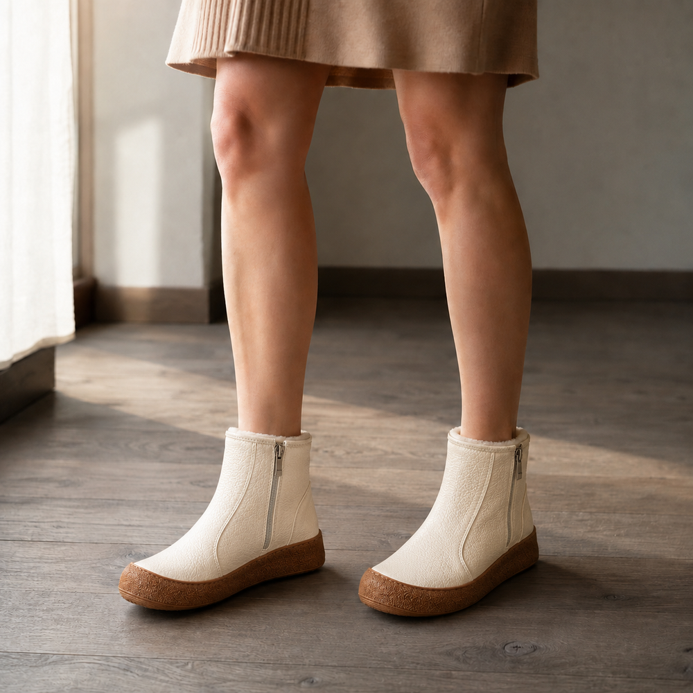 Viterbo Orthopedic Ankle Boots - Beige wool