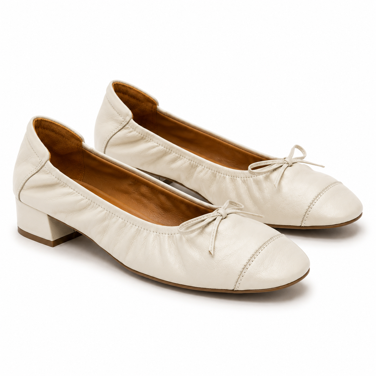 Arezzo Orthopedic Ballet Flats - Beige flat bottom
